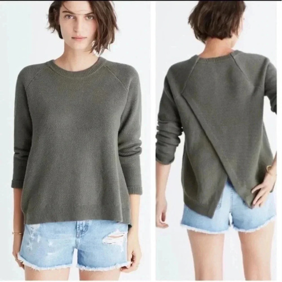 Madewell Province Cross Back Knit Pullover in Green Size XS - Picture 1 of 6